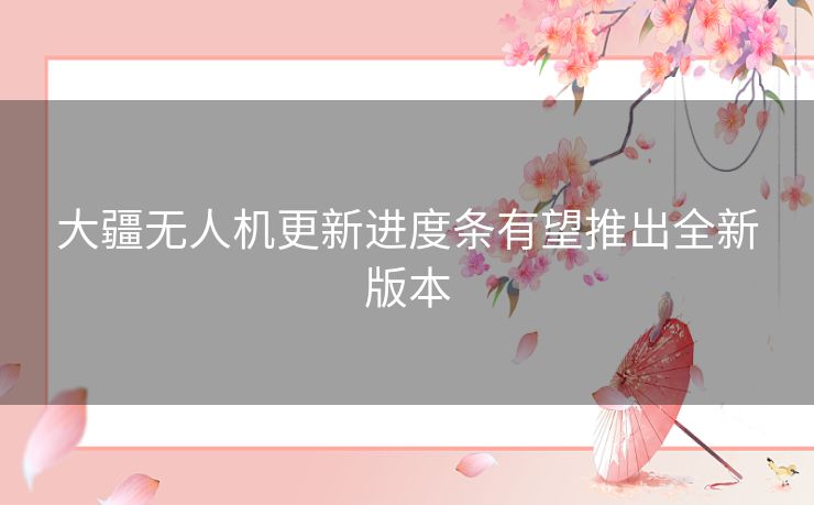 大疆无人机更新进度条有望推出全新版本