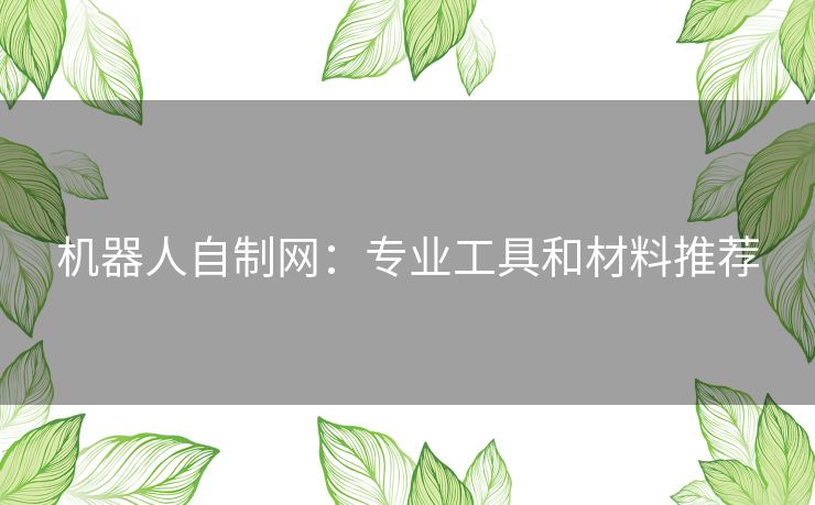 机器人自制网：专业工具和材料推荐