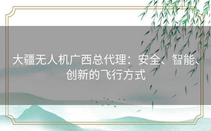 大疆无人机广西总代理：安全、智能、创新的飞行方式