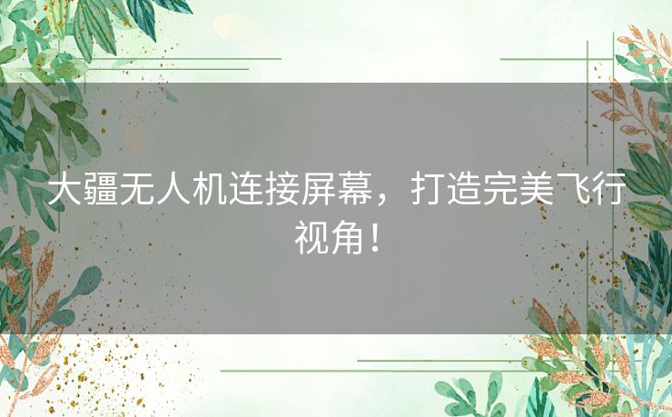 大疆无人机连接屏幕，打造完美飞行视角！