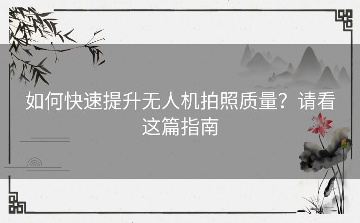 如何快速提升无人机拍照质量？请看这篇指南