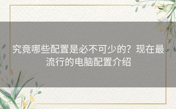 究竟哪些配置是必不可少的？现在最流行的电脑配置介绍