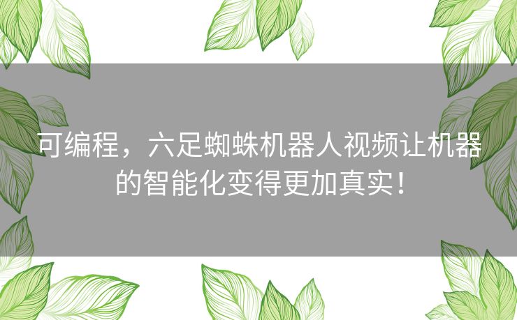 可编程，六足蜘蛛机器人视频让机器的智能化变得更加真实！