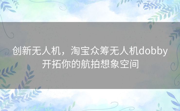 创新无人机，淘宝众筹无人机dobby开拓你的航拍想象空间