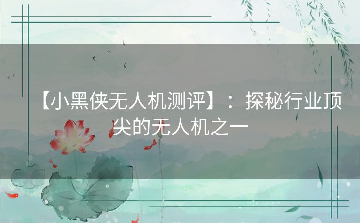 【小黑侠无人机测评】：探秘行业顶尖的无人机之一