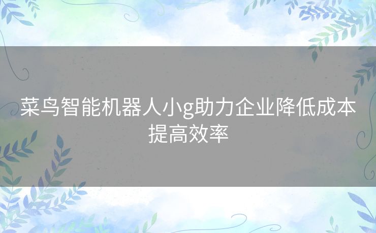 菜鸟智能机器人小g助力企业降低成本提高效率