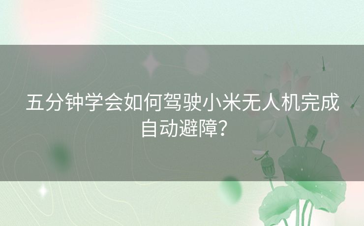 五分钟学会如何驾驶小米无人机完成自动避障？