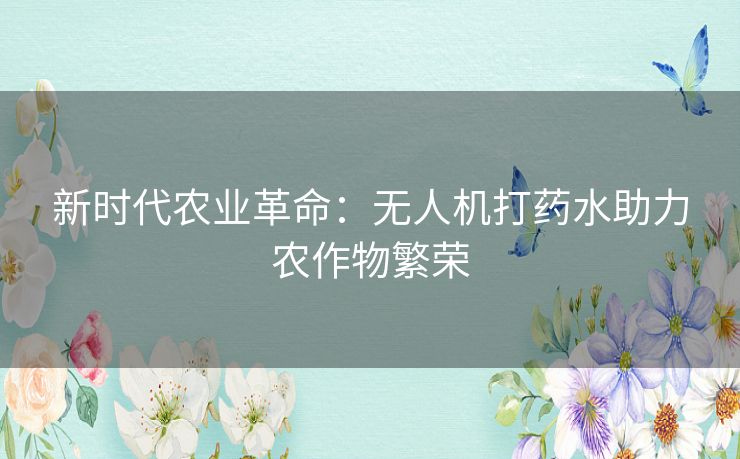 新时代农业革命：无人机打药水助力农作物繁荣