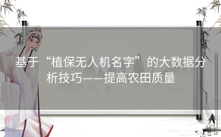 基于“植保无人机名字”的大数据分析技巧——提高农田质量