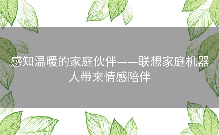 感知温暖的家庭伙伴——联想家庭机器人带来情感陪伴