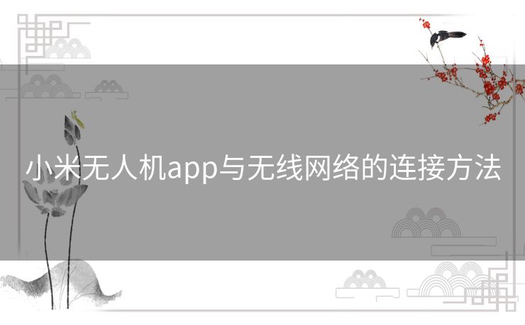 小米无人机app与无线网络的连接方法