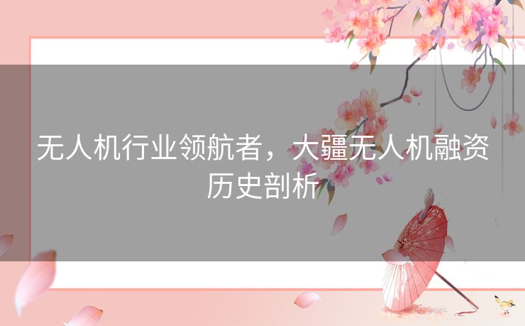 无人机行业领航者，大疆无人机融资历史剖析