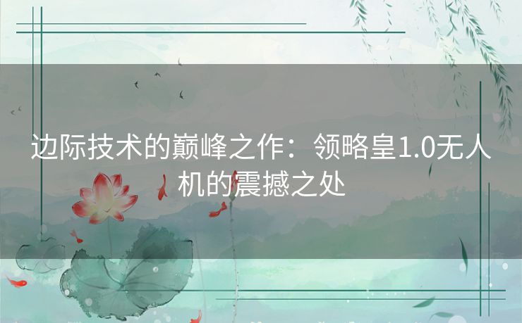 边际技术的巅峰之作：领略皇1.0无人机的震撼之处