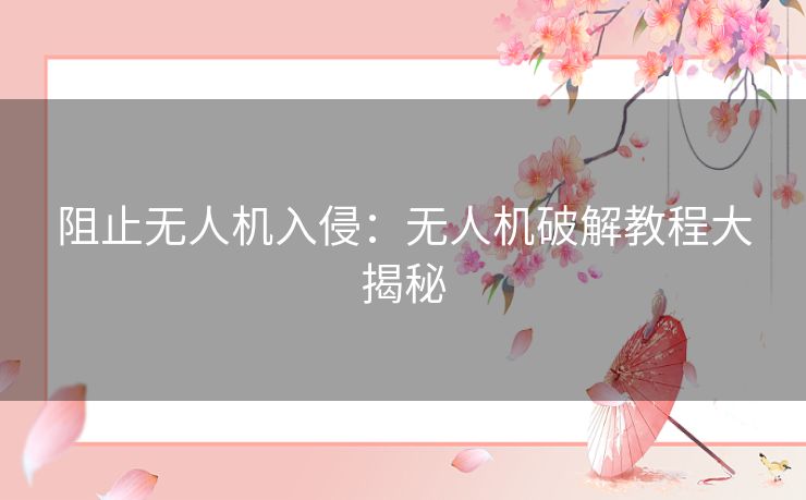 阻止无人机入侵：无人机破解教程大揭秘