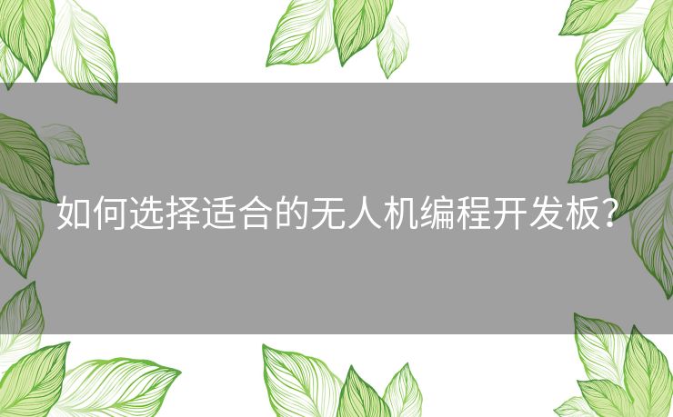 如何选择适合的无人机编程开发板？