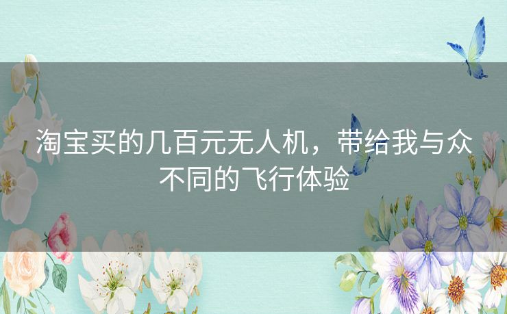 淘宝买的几百元无人机，带给我与众不同的飞行体验