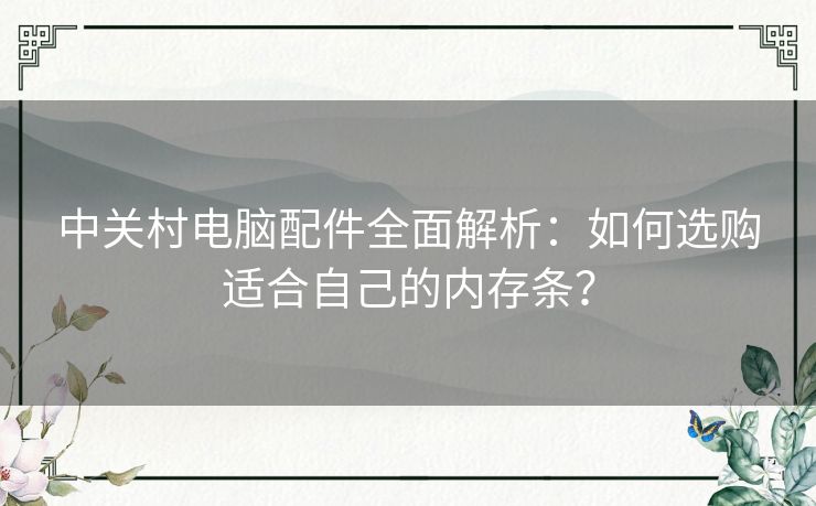 中关村电脑配件全面解析：如何选购适合自己的内存条？