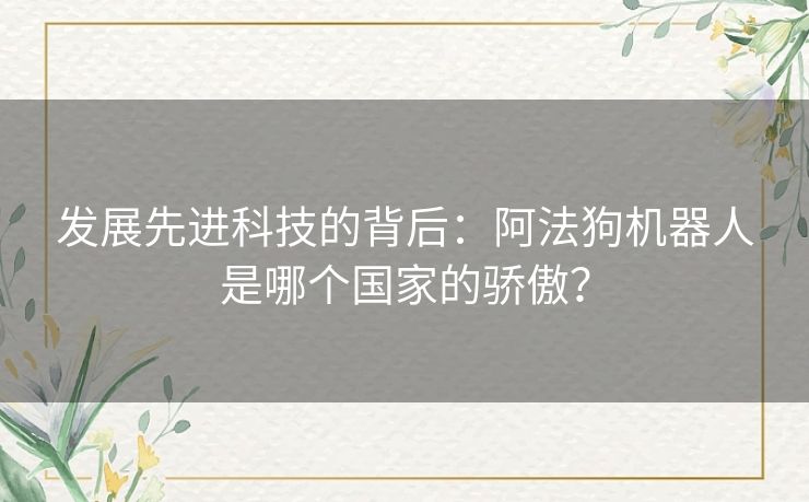 发展先进科技的背后：阿法狗机器人是哪个国家的骄傲？