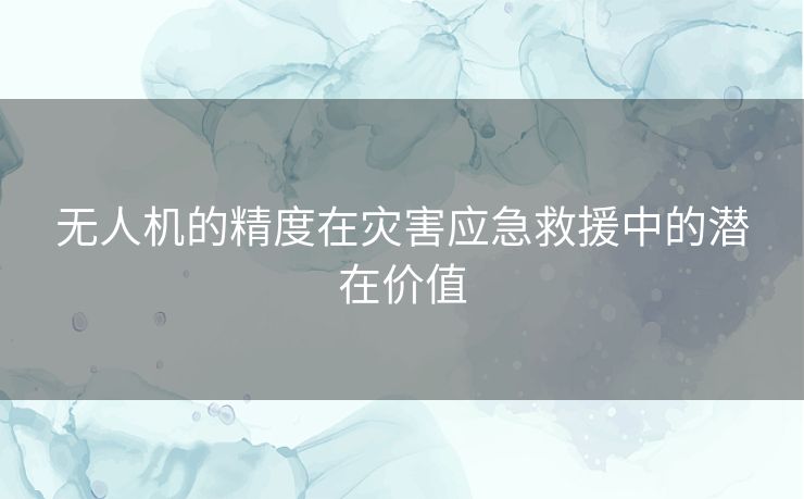 无人机的精度在灾害应急救援中的潜在价值