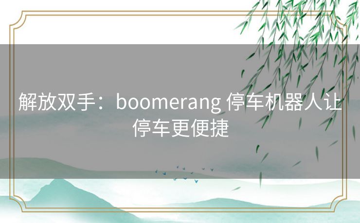 解放双手：boomerang 停车机器人让停车更便捷