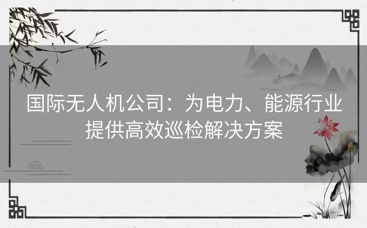 国际无人机公司：为电力、能源行业提供高效巡检解决方案