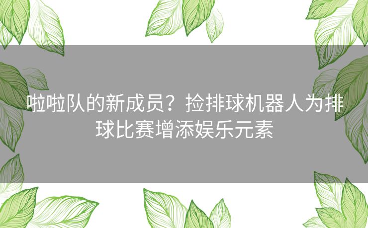 啦啦队的新成员？捡排球机器人为排球比赛增添娱乐元素