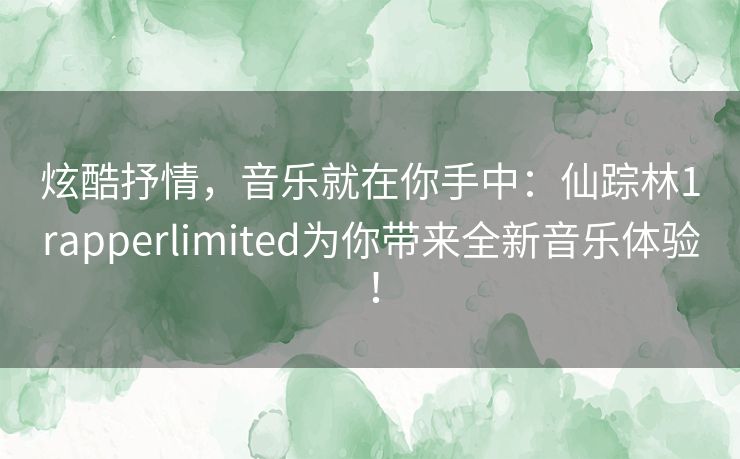 炫酷抒情，音乐就在你手中：仙踪林1rapperlimited为你带来全新音乐体验！