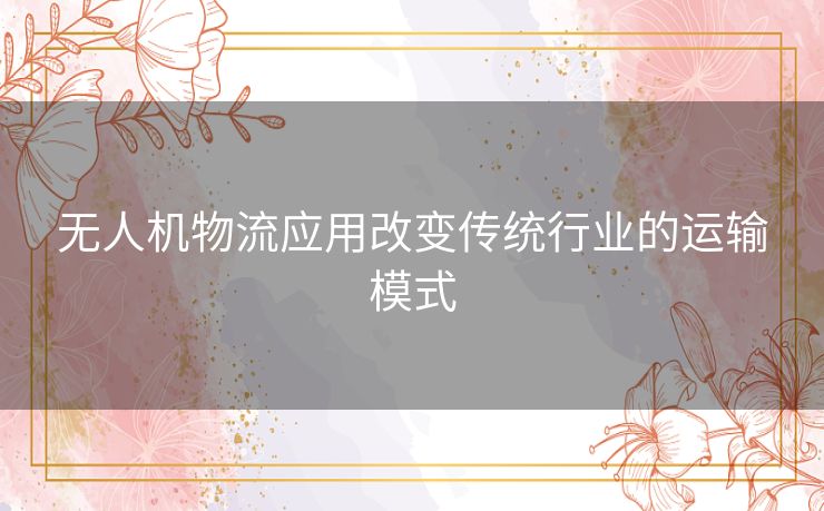 无人机物流应用改变传统行业的运输模式