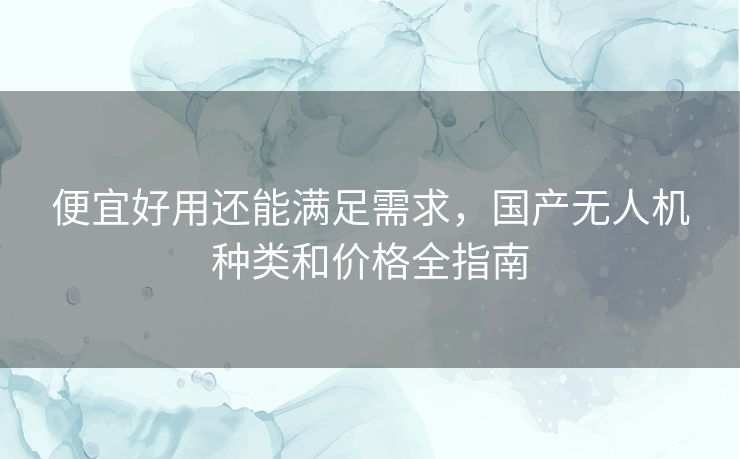 便宜好用还能满足需求，国产无人机种类和价格全指南