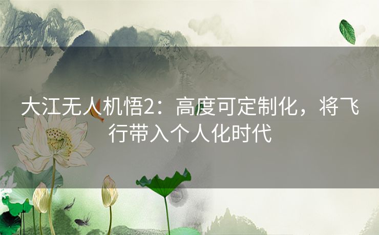 大江无人机悟2：高度可定制化，将飞行带入个人化时代