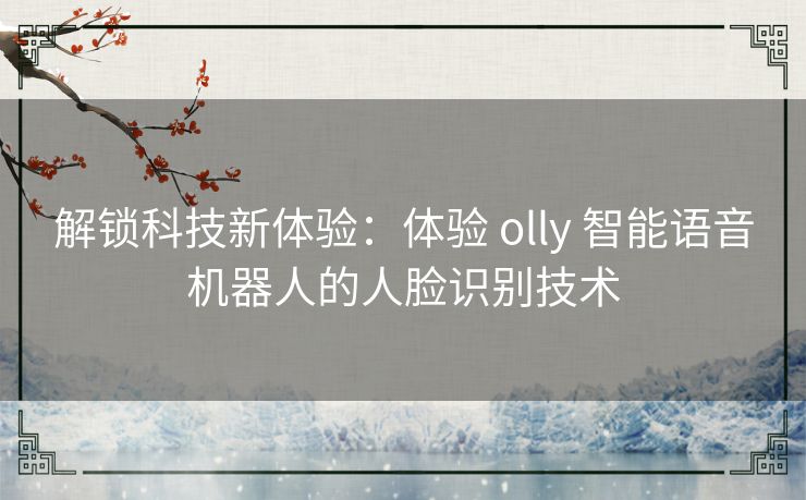 解锁科技新体验：体验 olly 智能语音机器人的人脸识别技术