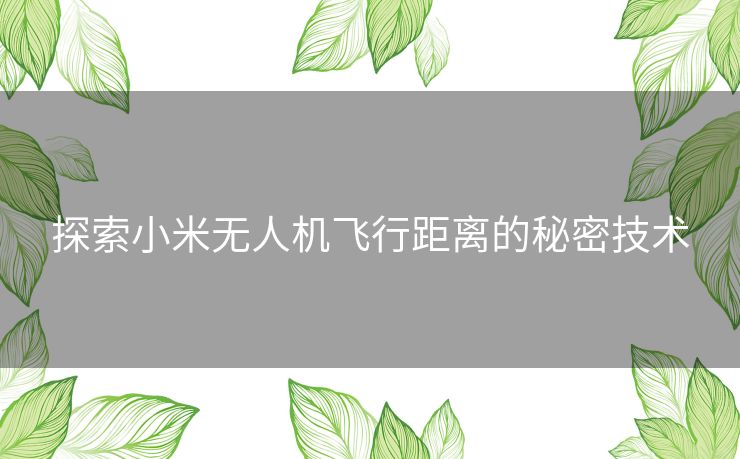 探索小米无人机飞行距离的秘密技术