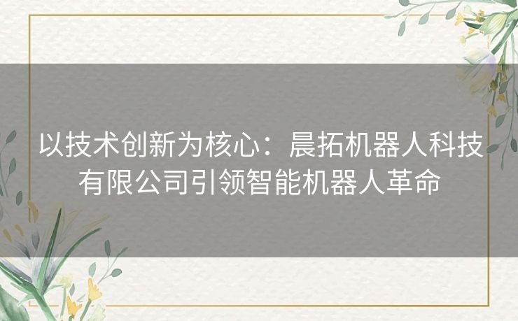 以技术创新为核心：晨拓机器人科技有限公司引领智能机器人革命