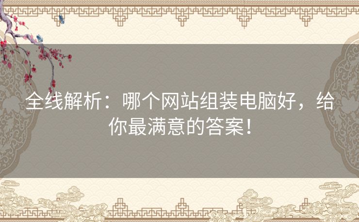 全线解析：哪个网站组装电脑好，给你最满意的答案！