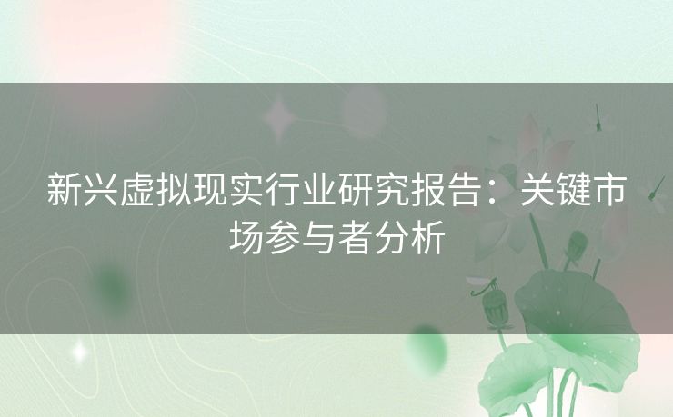 新兴虚拟现实行业研究报告：关键市场参与者分析