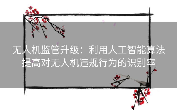 无人机监管升级：利用人工智能算法提高对无人机违规行为的识别率