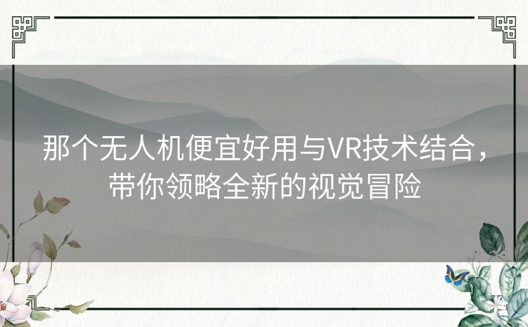 那个无人机便宜好用与VR技术结合，带你领略全新的视觉冒险