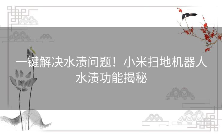 一键解决水渍问题！小米扫地机器人水渍功能揭秘