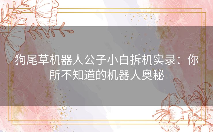 狗尾草机器人公子小白拆机实录：你所不知道的机器人奥秘