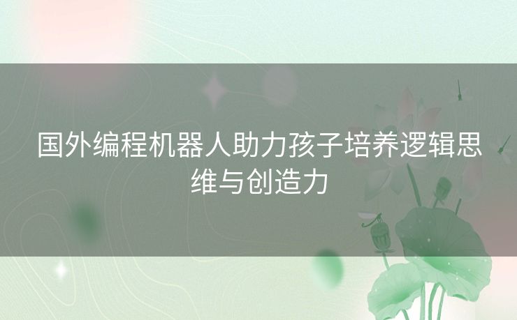 国外编程机器人助力孩子培养逻辑思维与创造力