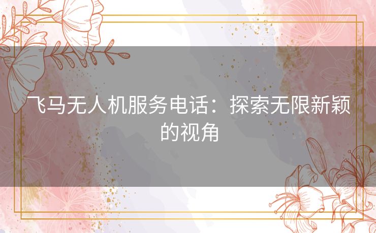 飞马无人机服务电话：探索无限新颖的视角