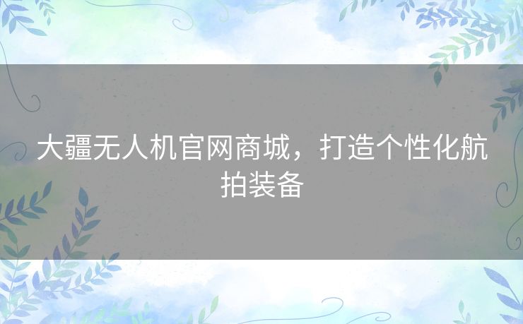 大疆无人机官网商城，打造个性化航拍装备