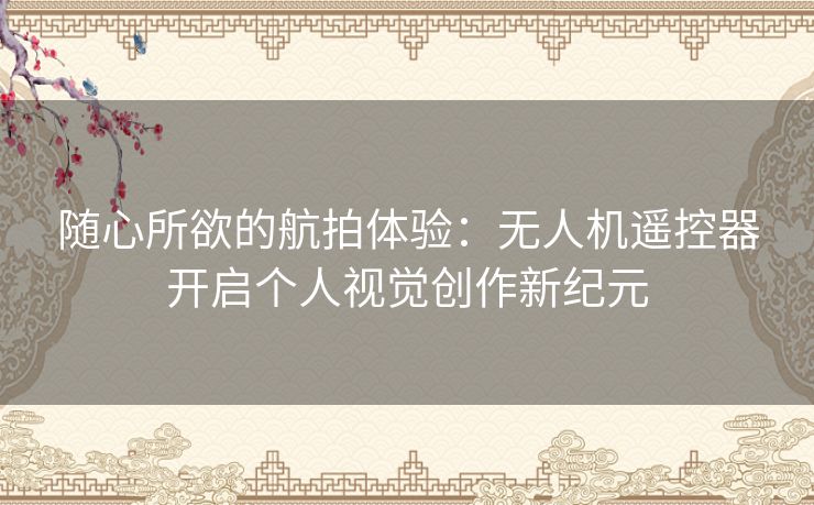 随心所欲的航拍体验：无人机遥控器开启个人视觉创作新纪元