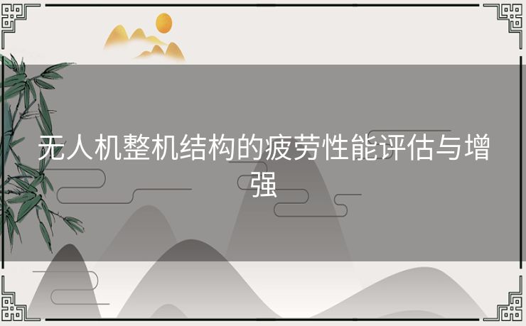 无人机整机结构的疲劳性能评估与增强