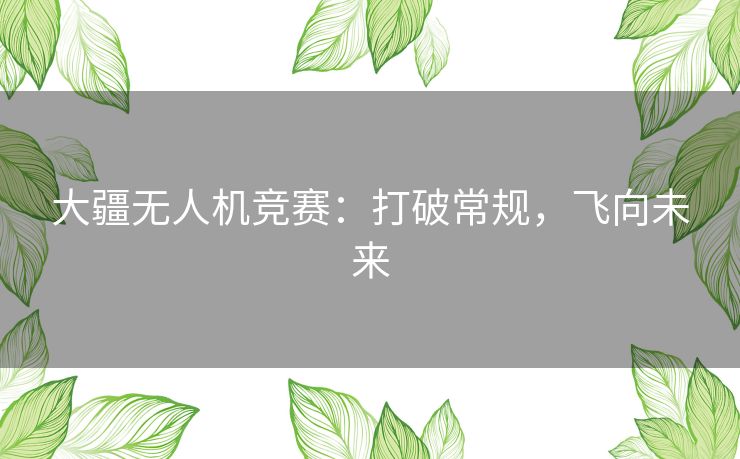 大疆无人机竞赛：打破常规，飞向未来