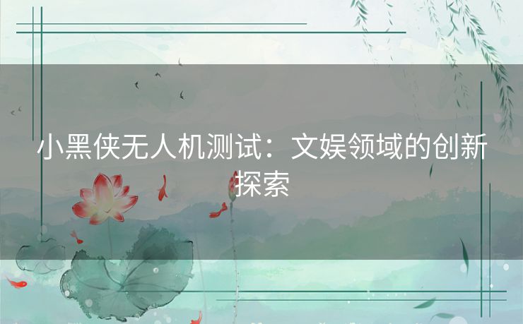 小黑侠无人机测试：文娱领域的创新探索