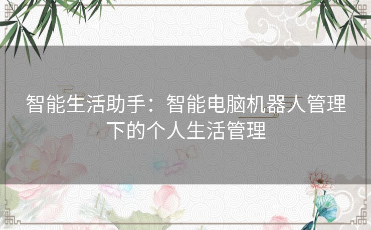 智能生活助手：智能电脑机器人管理下的个人生活管理