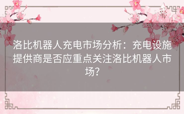 洛比机器人充电市场分析：充电设施提供商是否应重点关注洛比机器人市场？