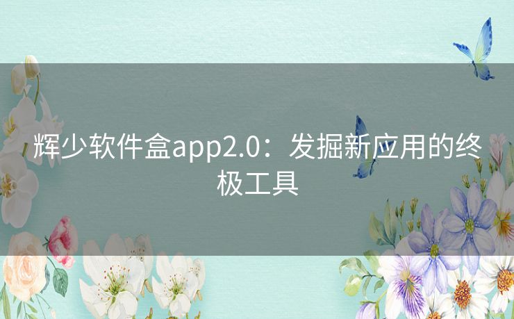 辉少软件盒app2.0：发掘新应用的终极工具