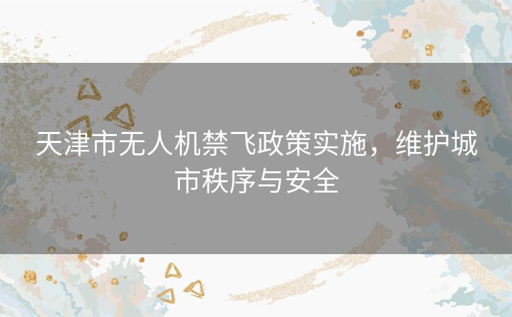 天津市无人机禁飞政策实施，维护城市秩序与安全